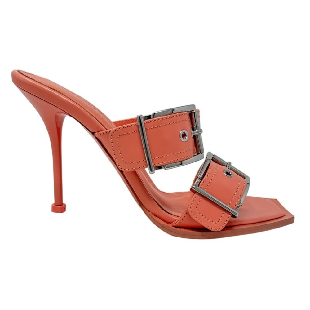 Alexander McQueen Double Buckle Slide Mule Sandals Apricot size 38.5 US8.5 - Picture 11 of 15